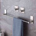 thumbnail image 1 of Towel Holder with 2 Packs Adhesive Hooks 16-Inch Hand Towel Rack Towel Hook Stick on Wall, Bathroom Hardware Silver, 1 of 6