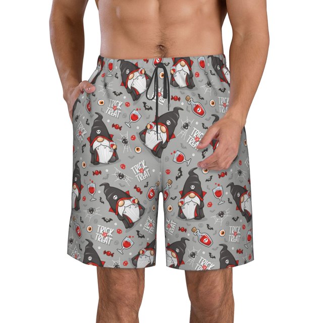 Fotbe Halloween Gnome Trajes de Baño Estampados para Hombre, Shorts de Verano de Secado Rápido, Ropa de Playa, Bañadores-Large