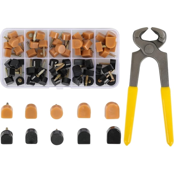 30 Pairs High Heel Tips Quality Pins/Top-lifts Taps Pump Dowels Repair Lot with 6" Heel Pliers