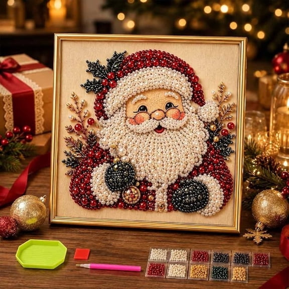 DIY Christmas Pearl Diamond Painting Art Kit with Frame, All-Inclusive Bead Art Supply Pack For Starters, Stress-Relief Creative Project, Decor Piece For Entryway And Bedroom Layouts