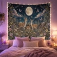 thumbnail image 2 of Deer Family in a Moonlit Wildflower Meadow, Dreamy Celestial for Wildlife Fans, Nature Inspired Decor, Housewarming Gift, Tapestry Wall Hanging for Bedroom and Living Room, 2 of 7