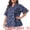 Navy Blue, variant on Women's Plus Summer Tops Floral V Neck Ruffle Puff Short Sleeve Casual Blouse Top 1X Red