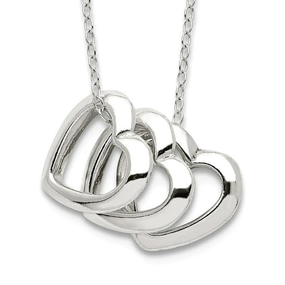 925 Sterling Silver Fancy Lobster Closure Polished Fancy Love Heart Necklace 18 Inch 17mm Wide Pendant Necklace for Wome