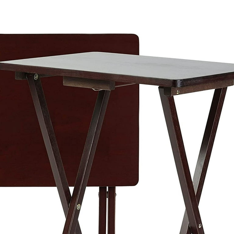 PJ Wood Folding TV Snack Tray Folding Table Desk Stand, Espresso