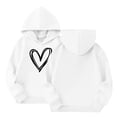 thumbnail image 5 of OYXSER Kids Girls Heart Graphic Hooded Sweatshirt Long Sleeve Pullover Top with Front Pocket Casual School Wear, White 7-8Y, 5 of 5