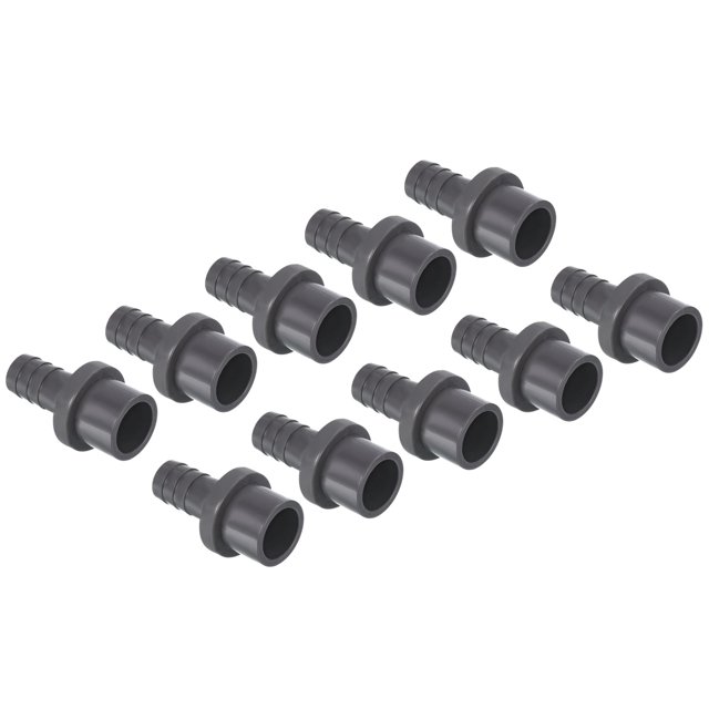 Unique Bargains UPVC Reducer Pipe Fitting 20mm OD 13mm Barbed, 10 Pack Straight Coupling Adapter Connector, Grey