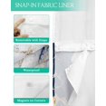 thumbnail image 3 of No Hook Shower Curtain with Snap-in Liner, Marble Navy Blue Waterproof Fabric Bathroom Curtains, Abstract Gold White Brick Stone Motif Bath Curtains & Mesh Top Window 72"x96" Extra Long, 3 of 6