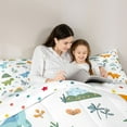 thumbnail image 5 of Homewish Cute Cartoon Dinsaur Full Size Comforter Sets,Safari Dino Bedding Comforter Set,White Green Blue Bedding Sets For Boys Kids,Super Cozy Room Decor Reversible,3pcs, 5 of 8