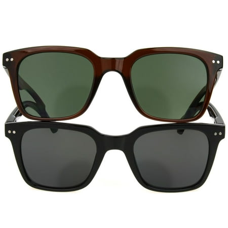 OPTIQUE Trifecta Square Sunglass Readers with Case (+1.25) (2 pack)