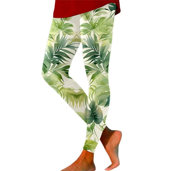 Fiaer,Yoga Pants,Women's Leggings Plus Size Joggers Printed Slim Fit Stretchy Pants for Gym Fitness and Casual Wear Green6 XL