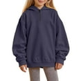 thumbnail image 2 of Quarter Zip Kids, Comdrip Half Zipper Collar Sweatshirt Hoodies Long Sleeve Cute Quarter Zip Hoodies Cute Clothes for Girls 10-12 Navy 160, 2 of 9
