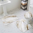 thumbnail image 3 of White Gold Marble Bathroom Rugs Set Abstract Cracked Stone Texture Impressionist Non Slip Absorbent Soft Bath Mats 3 Piece Set with Bathroom Rug, U-Shaped Floor Mat, Toilet Seat Cover Small Size, 3 of 9