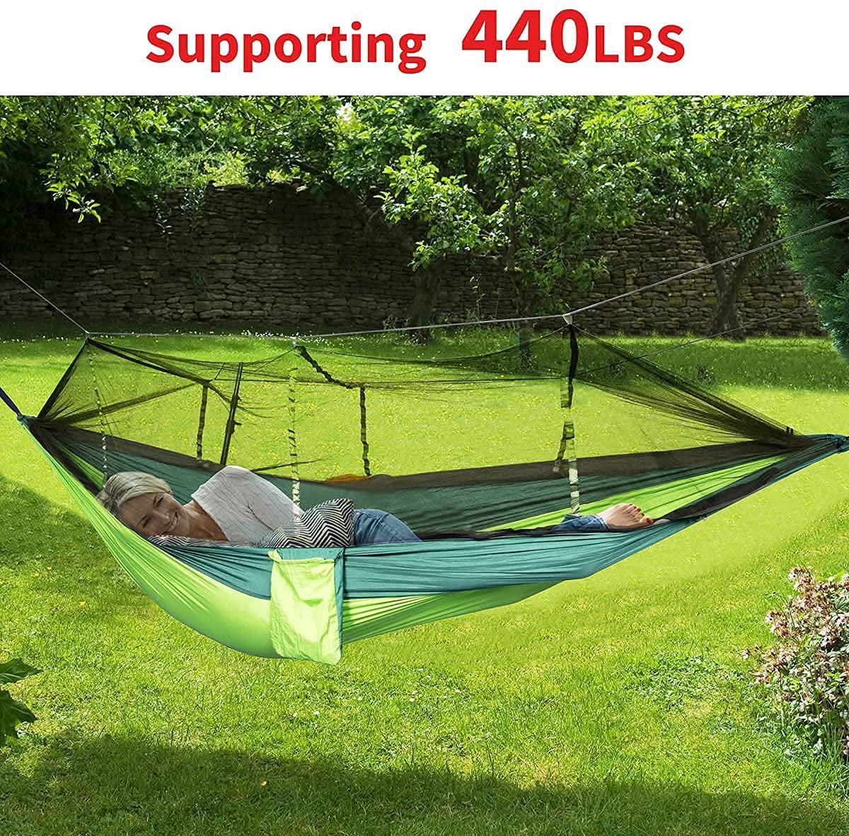 Beach Lightweight Portable Nylon Parachute Hammock for Backpacking Hammock Straps & Steel Carabiners Included Neolite Double Camping Hammock Travel Yard 