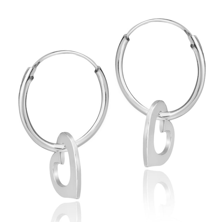 925 Silver Heart Rattle Ball Earrings - KLENSPOP