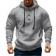thumbnail image 1 of Sudadera con capucha para hombre, color liso, a la moda, con bolsillo, botón, cordón, informal, deportiva, de manga larga, cárdigan con capucha, sudadera para hombre, blusa de poliéster, 1 of 5