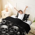 thumbnail image 3 of Homewish Horror Gothic Skull Twin Duvet Cover,Halloween Themed Twin Bedding,Gray,Black Reversible,2pcs,1 Duvet Cover and 1 Pillowcase, 3 of 6