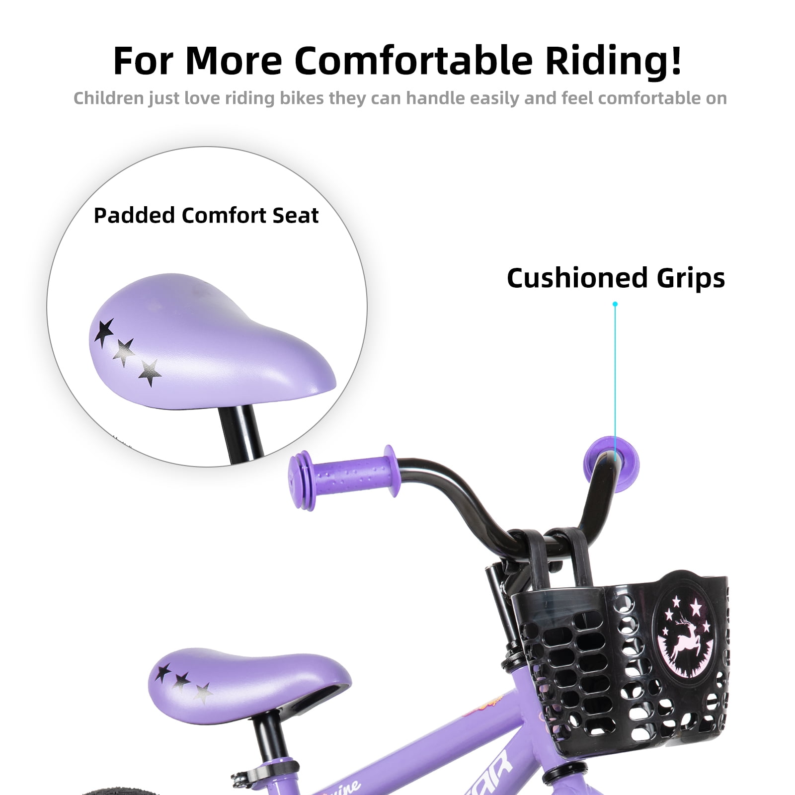 JOYSTAR Cervine 14 inch Kids Bike for Boys and Girls, Children Bicycle in Purple