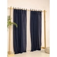 thumbnail image 4 of The Art Box Tie Top Linen Curtains Solid Dark Blue 35w x 84l inch Curtains Living Room Bedroom Drapes Gauze Linen Blended Farmhouse Curtains Pack of 2, 4 of 7