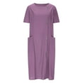 thumbnail image 6 of THDHVS Plus Size Dresses for Curvy Women,Womens Dresses,Women's Summer Casual Round Neck Short Sleeve Dresses with Pockets Purple 3XL, 6 of 7