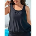 thumbnail image 6 of Charmo Plus Size Tankini Tops for Womens Ruched Front Swim Tops Tummy Control Bathing Suit Tops Built-in Bra(No Bottom), 6 of 7
