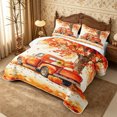 thumbnail image 3 of Erosebridal Happy Fall Twin Quilt Set 2 Pieces,Harvest Scene Twin Coverlet Set,White Red Orange,1 Bedspread and 1 Pillowcase, 3 of 7