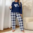 thumbnail image 2 of Hueook Airport Outfits for Women 2025 Womens Plaid Print Two-piece Long-sleeved Trousers Suit Blue 4X, 2 of 4