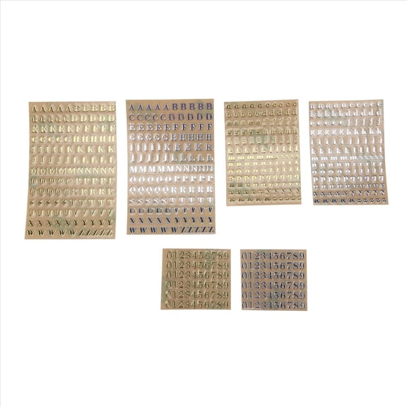 New Arrivals 6 Sheets Small 0.12 Inch Alphabet Number Stickers Glitter Alloy Self Adhesive Letters Gold/Silver (3mm)