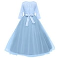 thumbnail image 4 of OBEEII Kids Girls Formal Party Dress 3/4 Sleeve Full Length Princess Dresses Girls Birthday Party Dress 170 sky blue, 4 of 5