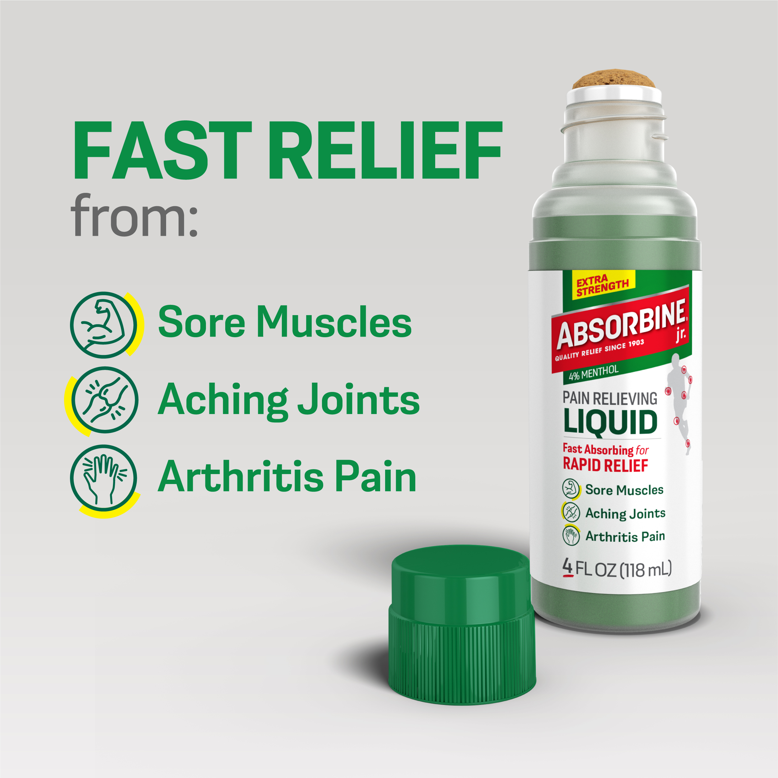 Absorbine Jr. Pain Relieving Liquid with Menthol for Sore Muscles, Joint Aches and Arthritis Pain Relief, 4oz - image 3 of 8