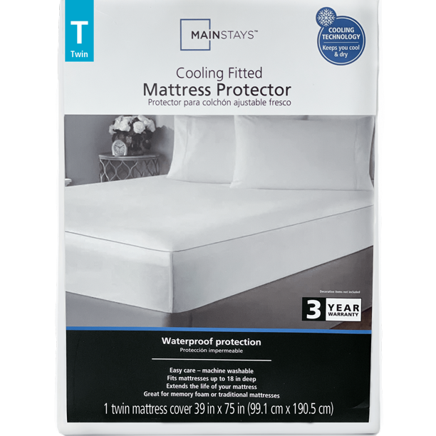 Mainstays Cooling Fitted Mattress Protector, Twin