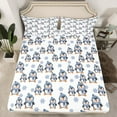 thumbnail image 2 of Manfei Teen Cartoon Penguin Bed Sheets, Kawaii Antarctic Animal King Sheets, Christmas Snowflake Print Sheet Set, Luxury Bedroom Decor, 4 Pieces, 2 of 7
