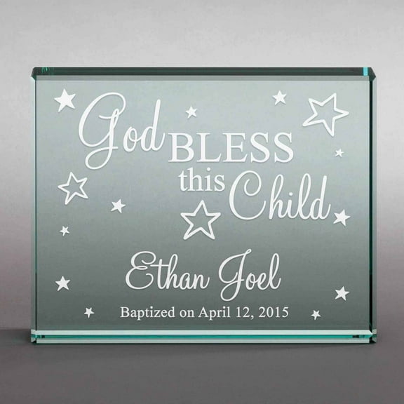 Personalized God Bless This Child 4" x 5" Glass Keepsake