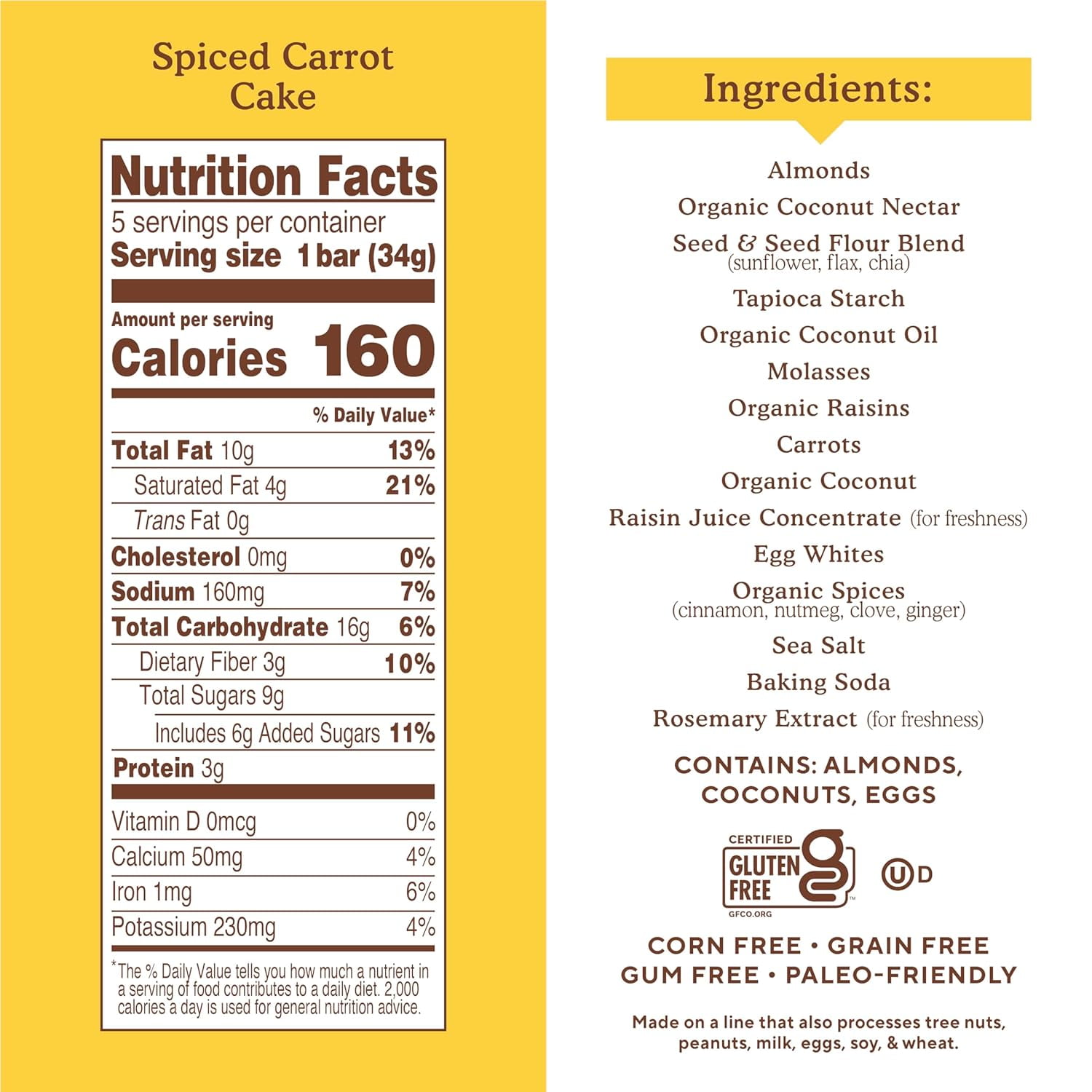 Pack of 6, Simple Mills Spiced Carrot Cake Soft Baked Bars, 5.99 oz