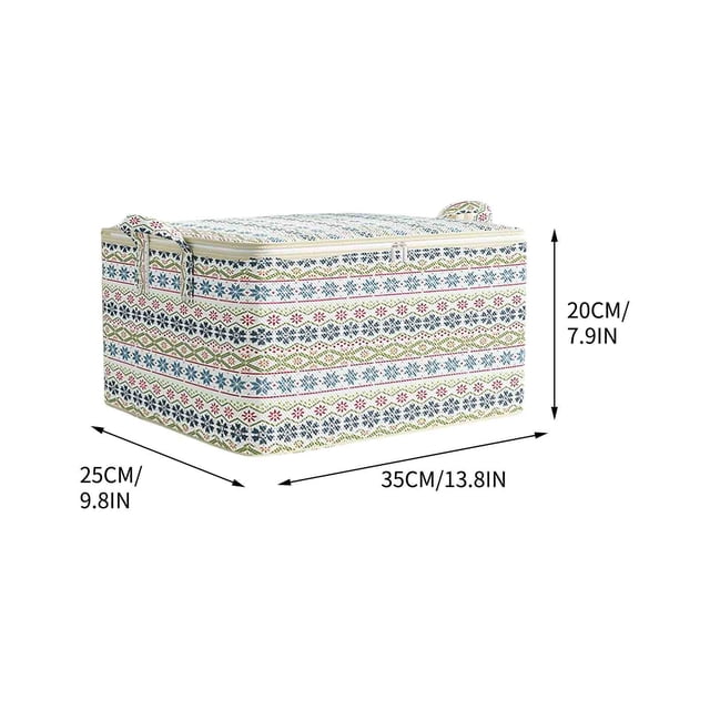 Storage Bag with Large Capacity, Zipper Closure, Dustproof Cotton and Linen Handle, Quilts and Clothing Organizer, Portable Storage Box for Bedroom and Closet Organization