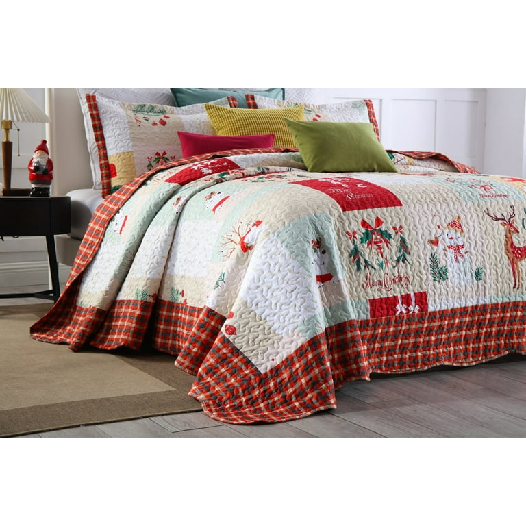 MarCielo Christmas Quilt Set Bedspread Set B023 King