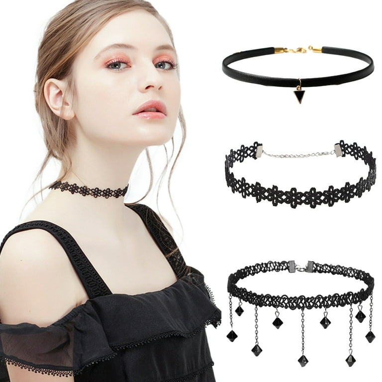 Kabuer Choker Necklace Set for Women, Velvet Black, Lace, Gothic