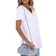 thumbnail image 2 of V cuello blusa manga corta guipure costura suelta blusa camisa superior para mujer verano blanco M, 2 of 5