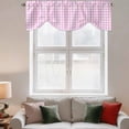 thumbnail image 2 of Pink Grid Tie Up Valance Curtains for Windows, Kitchen Curtains Window Treatments, Checkered Plaid Gingham Lattice Trellis Print Short Window Shades Valances for Bedroom Bathroom Cafe 54"x18", 2 of 8