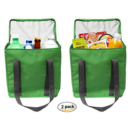 Earthwise Large INSULATED Grocery Bag Shopping Tote Cooler with ZIPPER Top Lid KEEPS FOOD HOT OR COLD (2