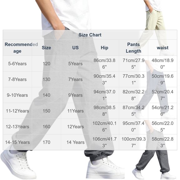 CHZAYXI Sweatpants for Boys Kids Fall Casual Elastic Waist Cinch Bottom Jogger Teen Boy Athletic Pants Trousers with Pocket(Dark Gray,14-15 Years)
