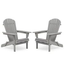 Pouseayar Wooden Outdoor Folding Adirondack Chair Set of 2,Gray