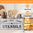 thumbnail image 7 of Wood Kitchen Utensil Caddy with 3 Compartments, Rustic Farmhouse Style, Ideal for Storage and Organization, White, 7 of 7