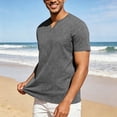thumbnail image 5 of Aofany Summer T Shirt Men Solid Color Short Sleeve T-Shirts Casual V-Neck Big and Tall Mens Pullover Shirts, 5 of 6