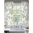 thumbnail image 5 of Sage Green Flower Semi Sheer Window Curtains 63 Inches Long, Vintage Country Rose Leaf Floral Rod Pocket Voile Silky Chiffon Curtain Light Filtering Drapes for Living Room, Kitchen, 52"x63", 2 Panels, 5 of 9