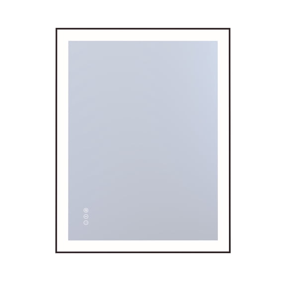 Sumerain 28"x36" Smart Anti-Fog LED Bathroom Mirror with Lights, Black Framed Bathroom Wall Mirror with Front Light & Backlit, 3 Color Temperatures, Stepless Dimmable
