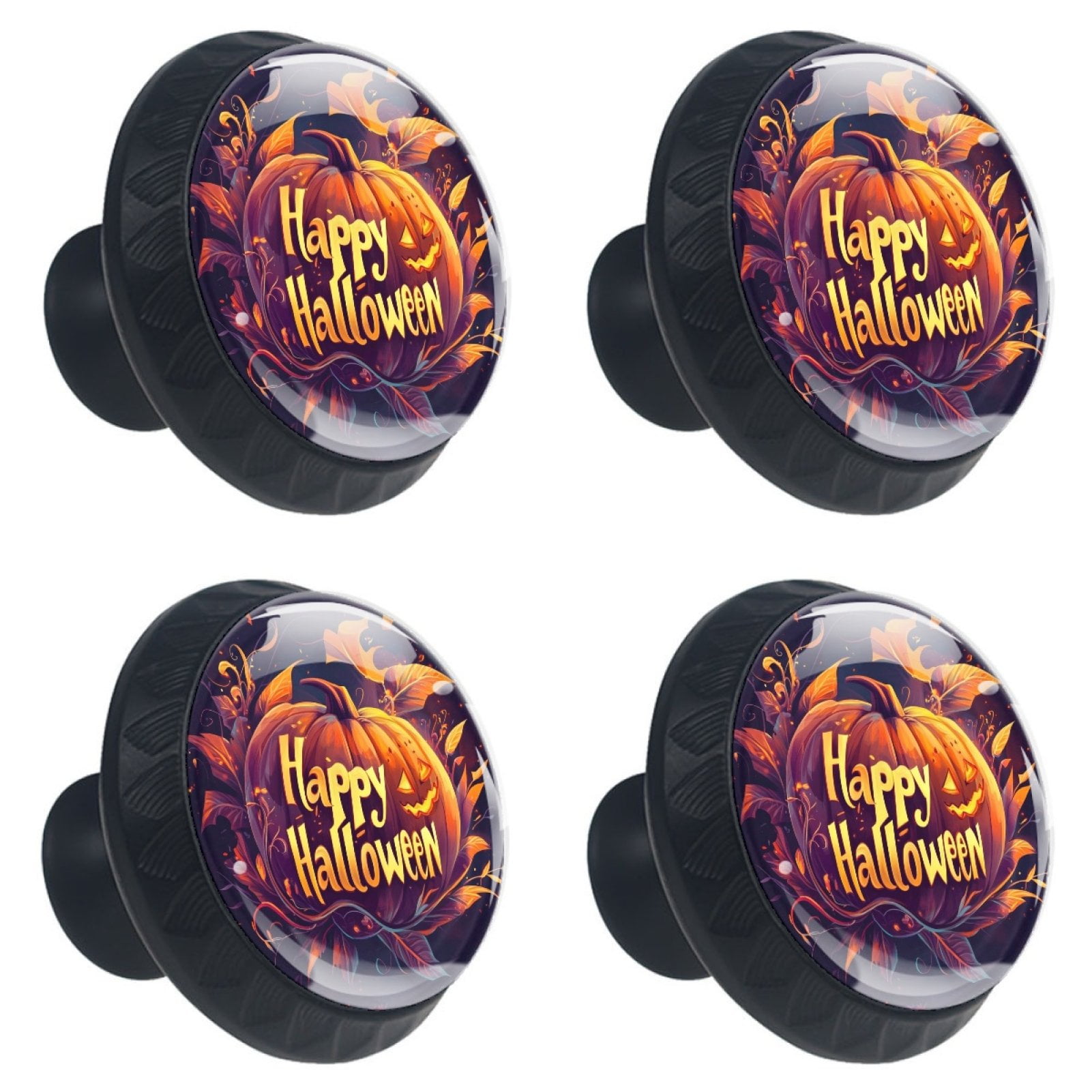 4 Pcs Happy Halloween Knobs for Kitchen Cabinet Cupboard Dresser Bookcase Drawer Pulls Handles Round Home Decor