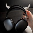 thumbnail image 5 of Headband Protector for AirPods Max - Demon Queen Decor, Replaceable Silicone Cover | Black/White Headband with Demon/Argali Designs, 5 of 7