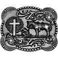 thumbnail image 1 of Moranse Religion Cross Cowboy Kneeling Prayer And Horse Design Belt Buckles, 1 of 6
