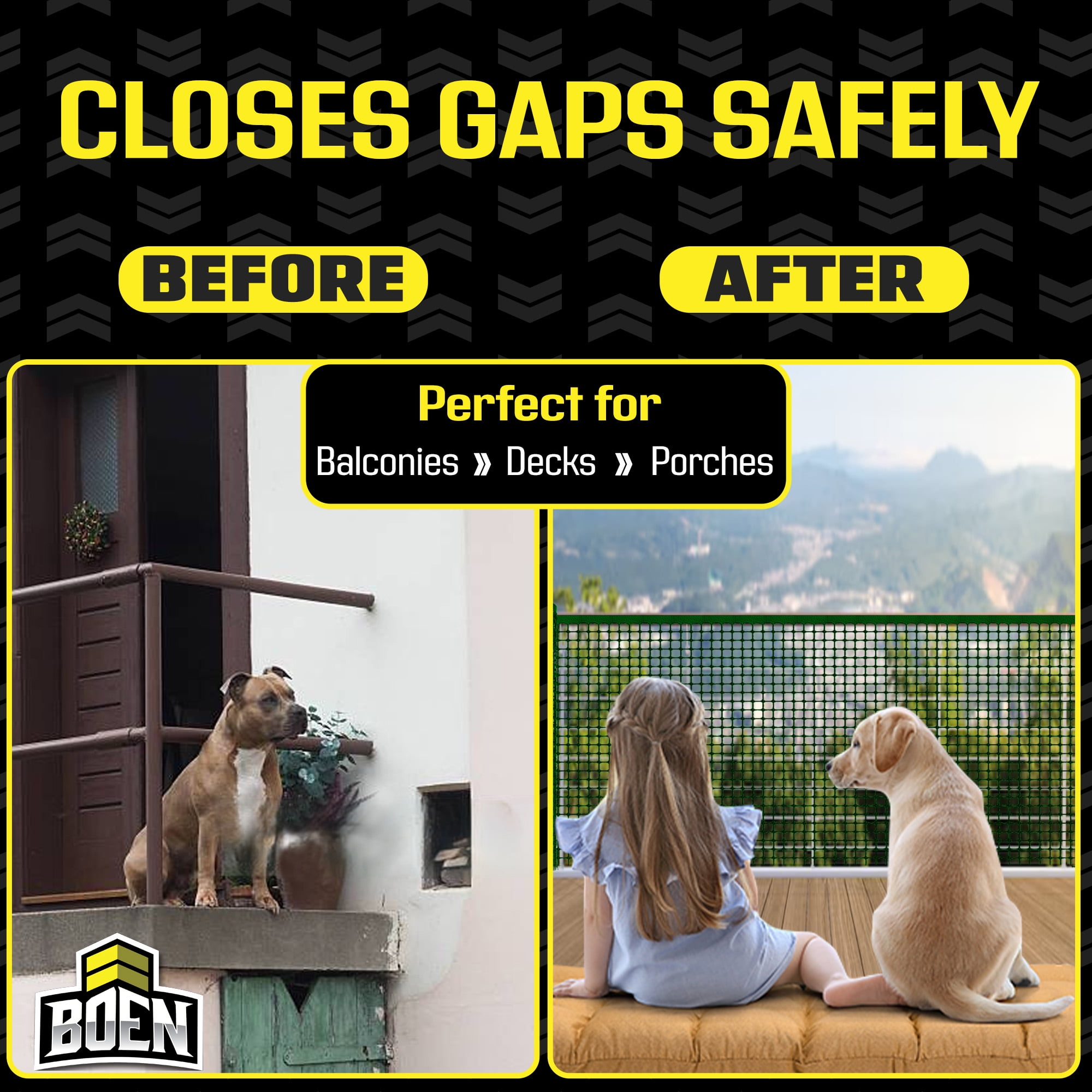 BOEN Plastic Mesh Hardware Netting, Tree Guard Barrier from Rabbits, Deer and Rodents, Deck Guard, Indoor or Outdoor Balcony Safety Net for pet or Child (3' x 15', Green)
