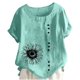 thumbnail image 1 of Camiseta Casual de Manga Corta con Botón de Cuello Redondo de las Mujeres, Tops Cortos para las Mujeres, 1 of 3